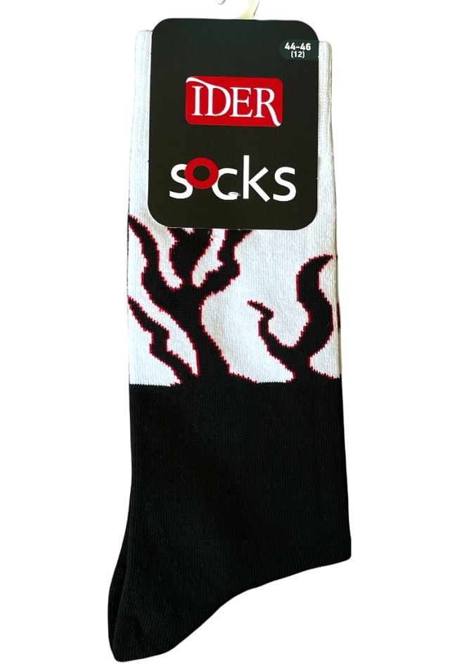 UNISEX ELASTIC COTTON SOCKS WITH FLAMES PATTERN