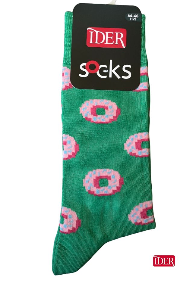 UNISEX ELASTIC COTTON SOCKS WITH DONUTS PATTERN