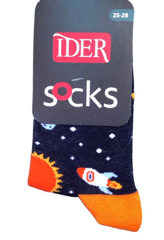 KIDS ELASTIC COTTON SOCKS WITH SPACE GALAXY PATTERN
