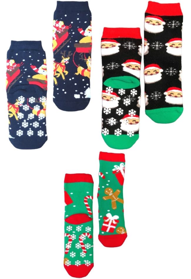 CHRISTMAS ANTI-SLIP TERRY SOCKS FOR ALL AGES IN DIFFERENT PATTERNS AND COLORS
