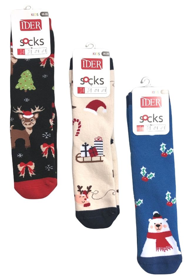 COTTON FASHION SOCKS WITH ABS AND CHRISTMAS PATTERN
