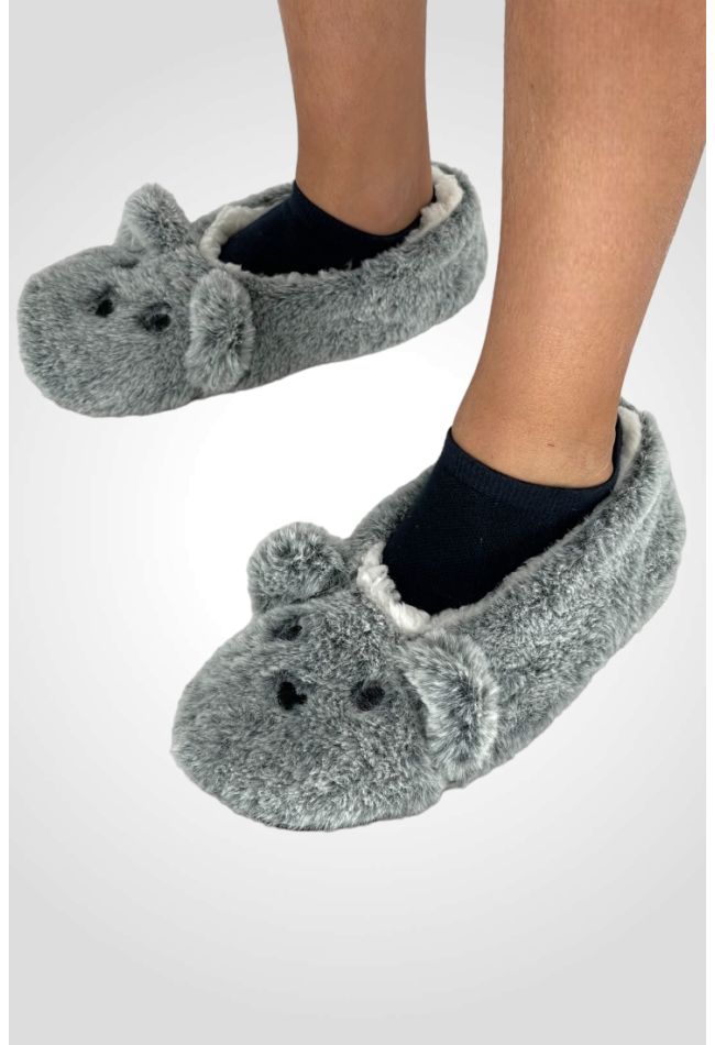 KID ANTI-SLIP SLIPPERS WITH ABS DOG WITH EARS AND FLUFFLY LINING INSIDE