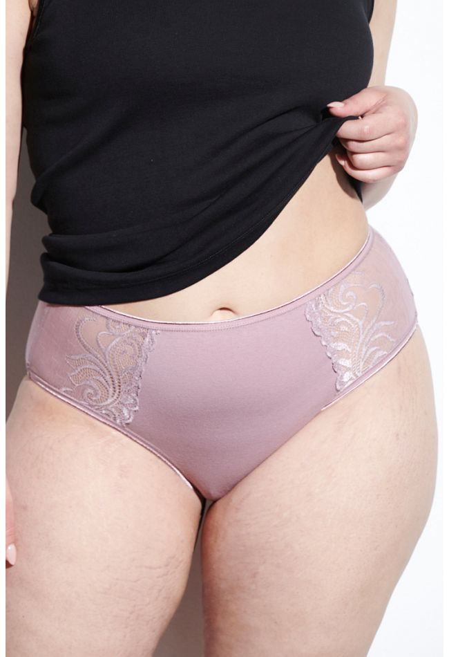 2-PACK WOMAN ELASTIC COTTON MIDI BRIEFS WITH LACE ON SIDEWAYS