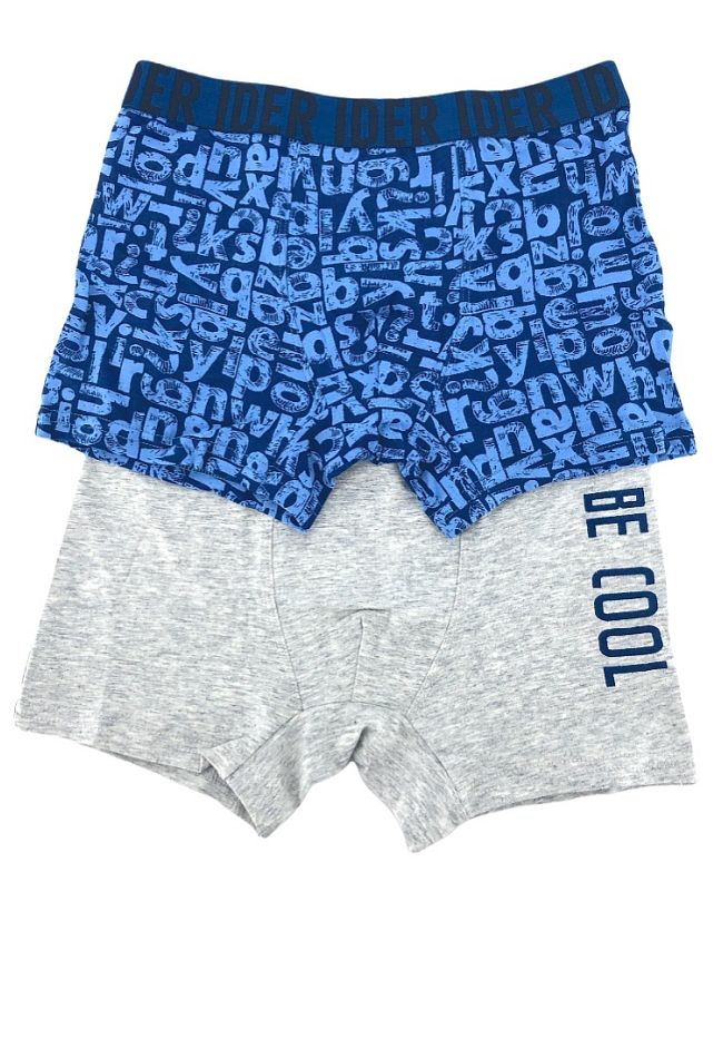 2-PACK BOY COTTON BOXER EXTERNAL WAISTBAND LETTERS PATTERN & BE COOL