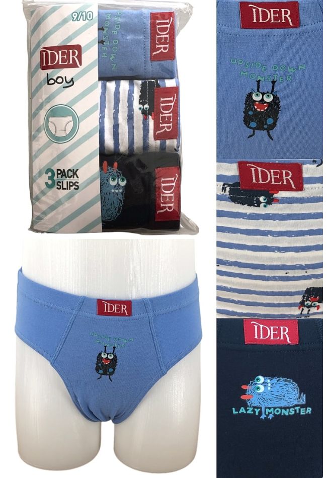 3-PACK BOY BRIEFS WITH INTERNAL WAISTBAND AND MONSTERS PRINT