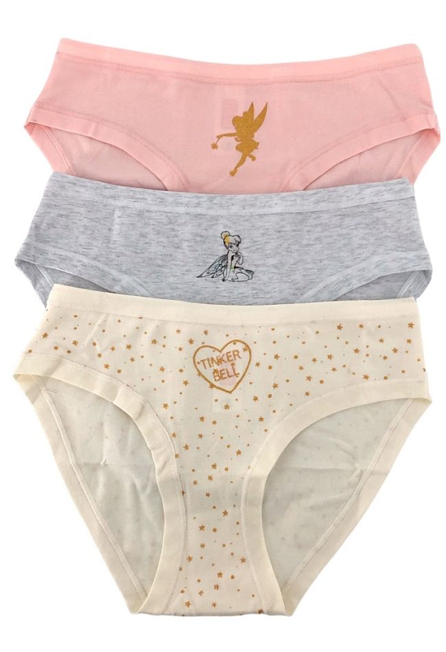 3-PACK GIRL COTTON KNICKERS WITH TINKER BELL THEME PATTERN