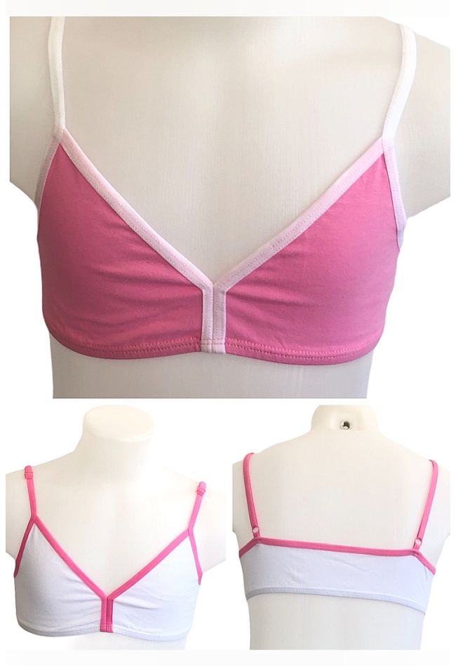 2-BACK BASICS GIRL ELASTIC COTTON CROP TOP TRIANGLE WITH ADJUSTABLE STRAPS