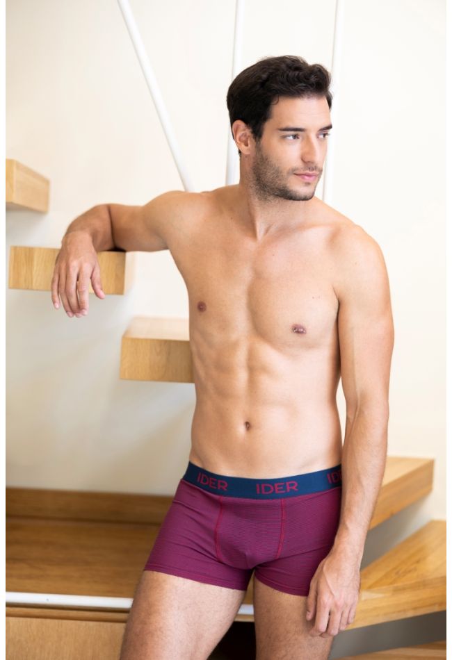 2-PACK MAN COTTON BOXER WITH WIDE EXTERNAL WAISTBAND PLAIN AND STRIPY