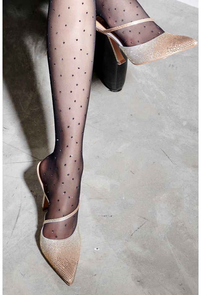 WOMAN SHEER ELASTIC 3D KNEE-HIGHS 15DEN WITH SILVER LUREX RELIEF DOTS PATTERN