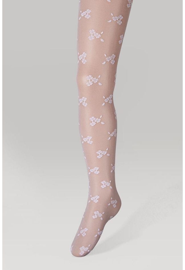 GIRL SHEER ELASTIC TIGHTS WITH FLORAL PATTERN