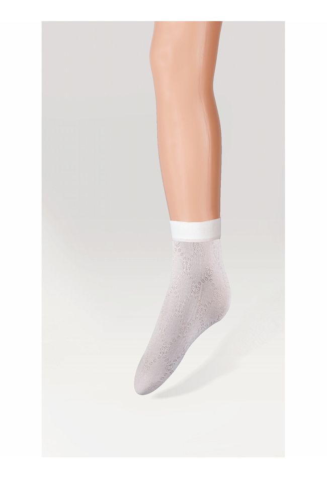 GIRL ANKLE SOCKS MULTIFIBRE WITH ROMBUS AND DAISIES PATTERN