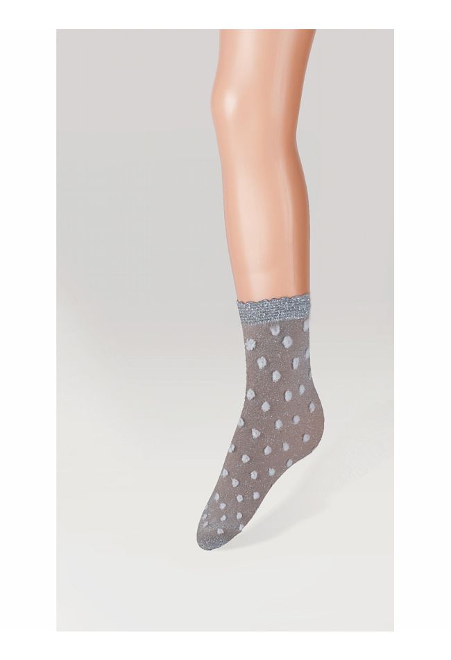 GIRL LUREX ANKLE SOCKS WITH BIG DOTS PATTERN