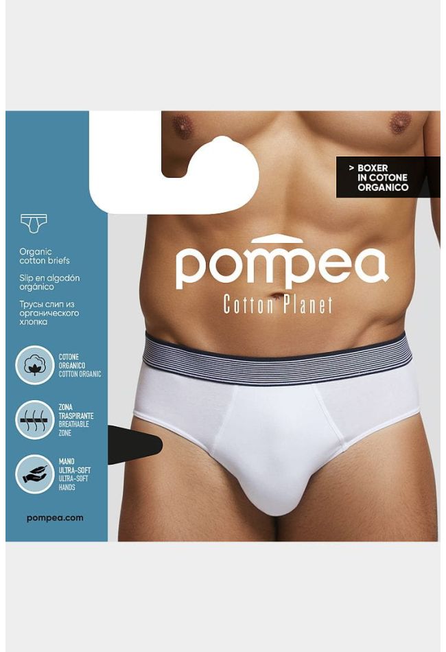 SLIP.U.COT.PLANET MAN BRIEFS OF JERSEY ORGANIC COTTON GOTS CERTIFICATION WITH BREATHABLE ZONES COMFORTABLE SEAMS AND EXTERNAL STRIPY BAND