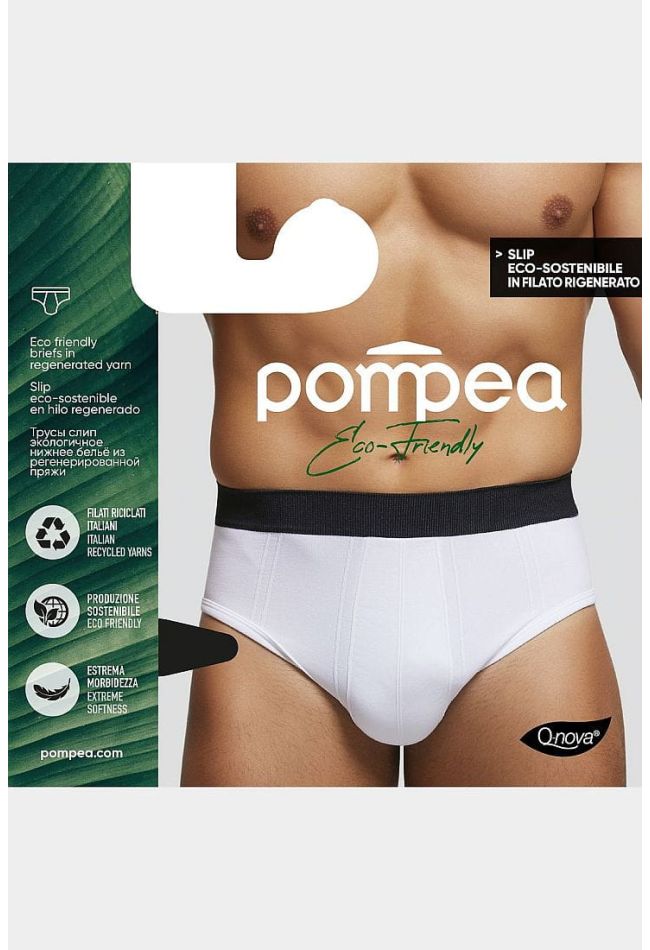 SLIP.U.ECO FRIENDLY MAN BRIEFS IN Q-NOVA® SOFT REGENERATED YARN AND COMFORT WAISTBAND IN COLOR CONTRAST