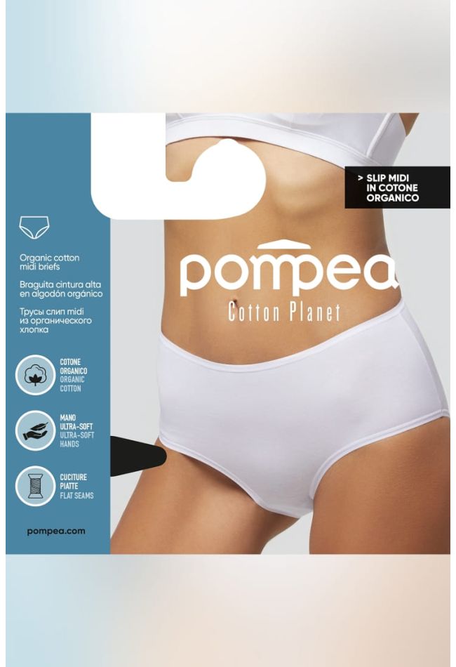 SLIP.MIDI.COT.PLANET WOMAN MIDI BRIEFS IN STRETCH ORGANIC COTTON WITH FLAT FINISHES FOR MAXIMUM COMFORT ON YOUR SKIN