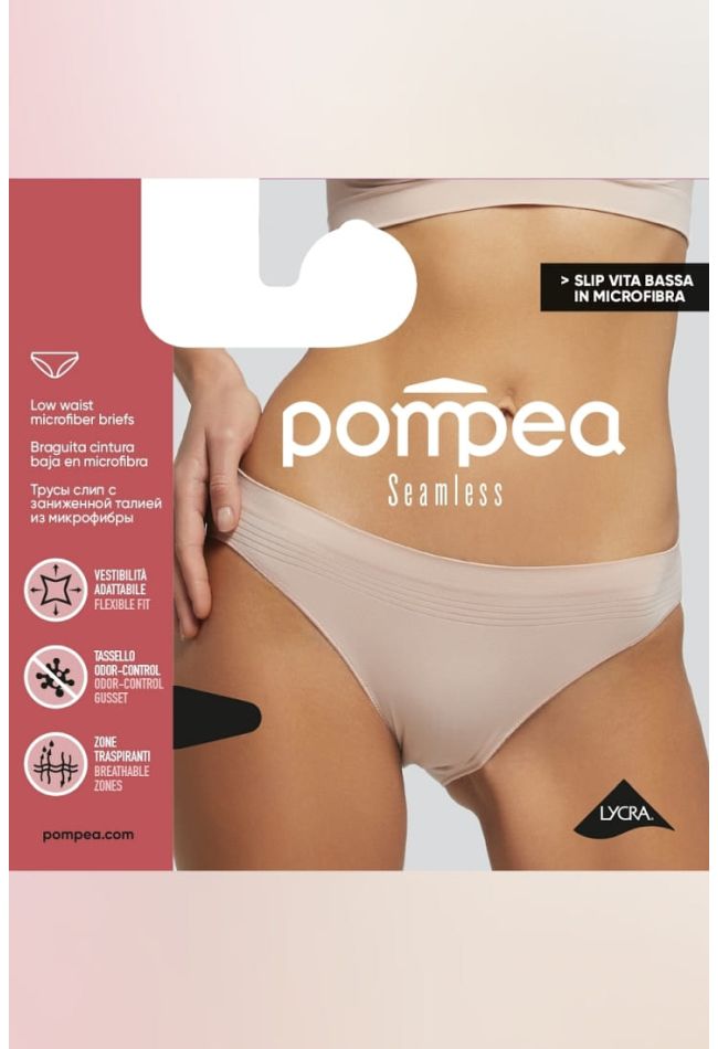 SLIP.VB.SEAMLESS WOMAN LOW WAIST BIKINI BRIEFS IN SOFT AND LIGHT MICROFIBER SEAMLESS WITH BREATHABLE ZONES AND Q-SKIN® BACTERIOSTATIC GUSSET. FLAT FINISHES FOR MAXIMUM COMFORT