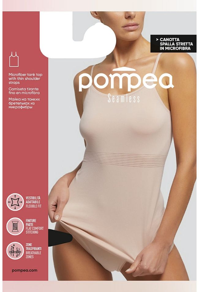 CANOTTA.SEAMLESS WOMAN TANK TOP WITH THIN SHOULDER STRAPS IN SOFT AND LIGHT MICROFIBER WITH FLAT FINISHES FOR MAXIMUM COMFORT