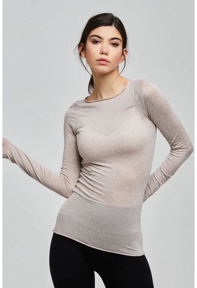 WOMAN MODAL CASHMERE LONG SLEEVE BOAT NECK TOP SLIGHTLY STRETCHY WARM AND SOFT-TO-THE-TOUCH - MAG.SCOLLO BARC.