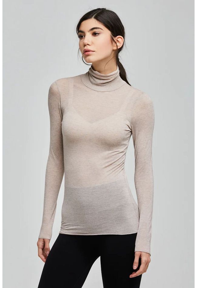 WOMAN MODAL CASHMERE LONG SLEEVE HIGH NECK TOP SLIGHTLY STRETCHY WARM AND SOFT-TO-THE-TOUCH - MAG.COLLO ALTO