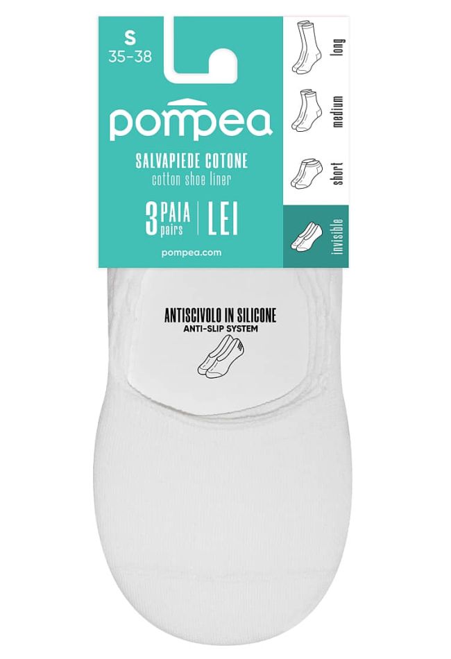 POMPEA ADELFIA - WOMAN COTTON SHOE LINER WITH SILICON BAND (3 PACK)