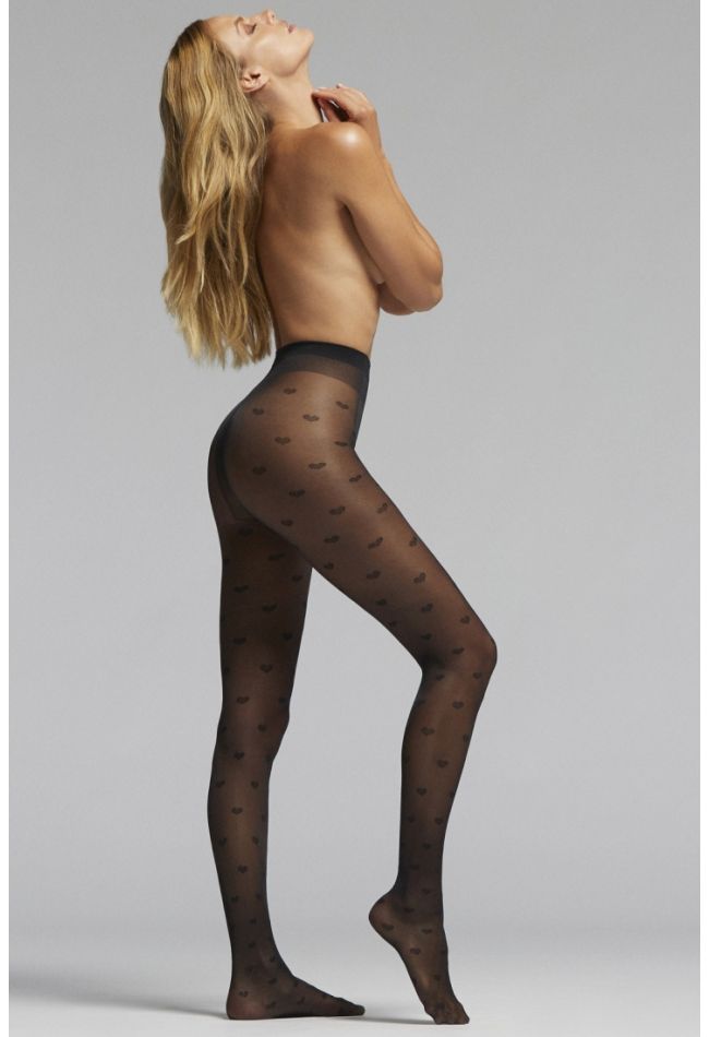POMPEA FEBE- FASHION SHEER TIGHTS WITH HEARTS MOTIF