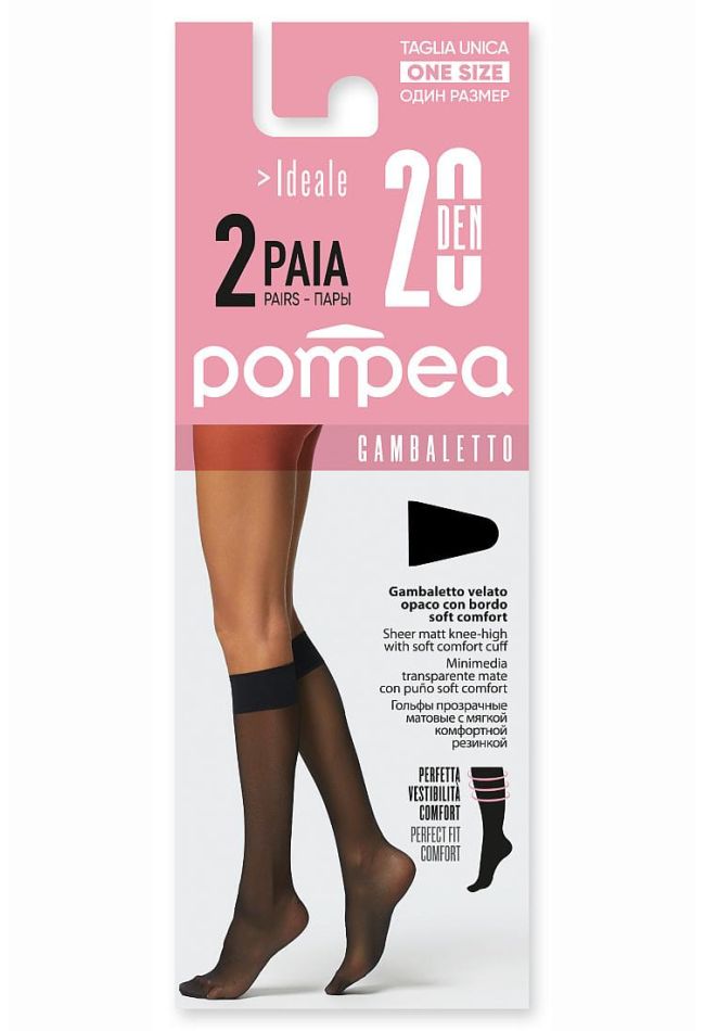 GB20X2 COMFORT SIZE 2-PACK WOMAN ELASTIC SHEER MATT KNEE-HIGH 20DEN COMFORT SIZE WITH SOFT COMFORT CUFF AND REINFORCED INVISIBLE TOES