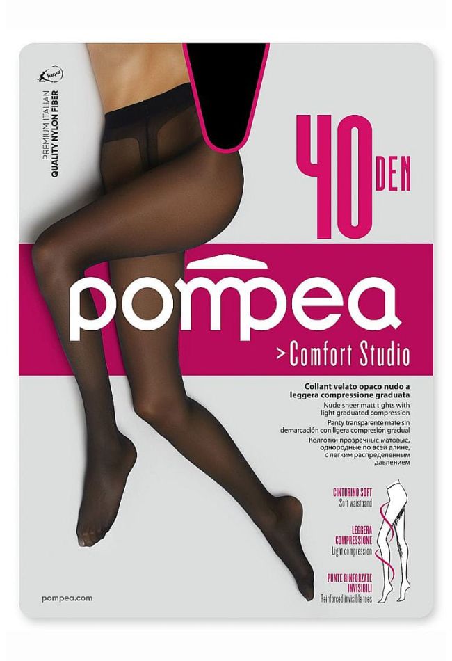 CL 40 STUDIO WOMAN ELASTIC SHEER MATT TIGHTS 40DEN OF LIGHT GRADUATED COMPRESSION SHEER BODY WITH GUSSET SOFT WAISTBAND WITH COMFORT SEAMS AND REINFORCED INVISIBLE TOES