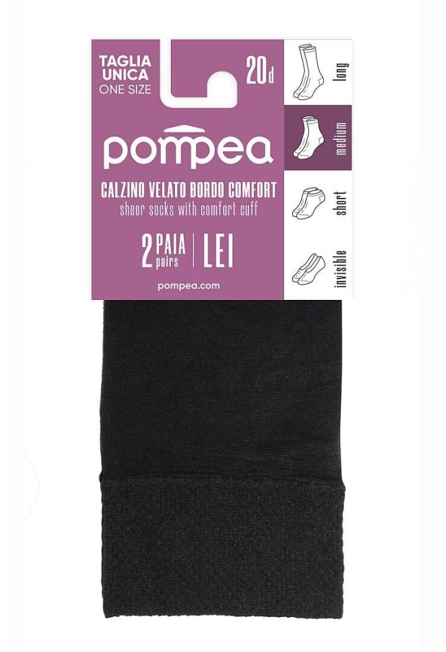 CZ20X2 EVERYDAY 2-PACK WOMAN SHEER MATT ELASTIC SOCKS 20DEN WITH SOFT COMFORT CUFF AND REINFORCED INVISIBLE TOES
