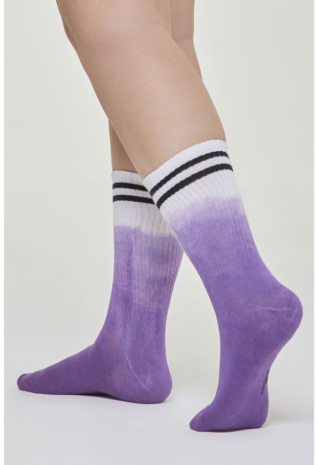 WOMAN COTTON NORMAL TENNIS SOCKS WITH TIE-DYE FADE  EFFECT STRIPES AND SEAMLESS TOES - CZ TENNIS ARYA