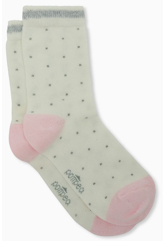GIRL COTTON NORMAL SOCKS WITH POLKA DOTS PATTERN AND LAME' IN THE CUFF - CZ BIMBA MARLENE