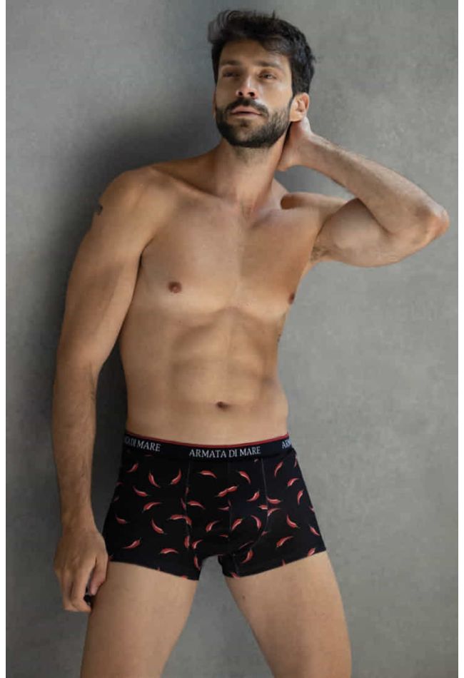 MAN COTTON BOXER INTERNAL WAISTBAND AND PEPPERS PATTERN