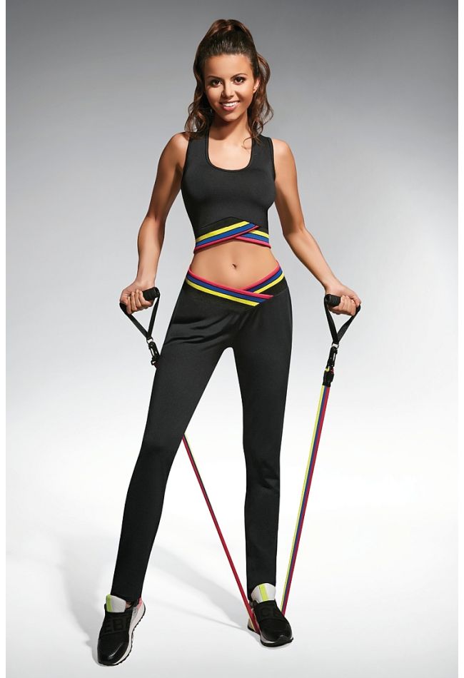 CHAMP WOMAN ELASTIC BREATHABLE SPORTS PANTS WITH A COLORED STRIPY WELT