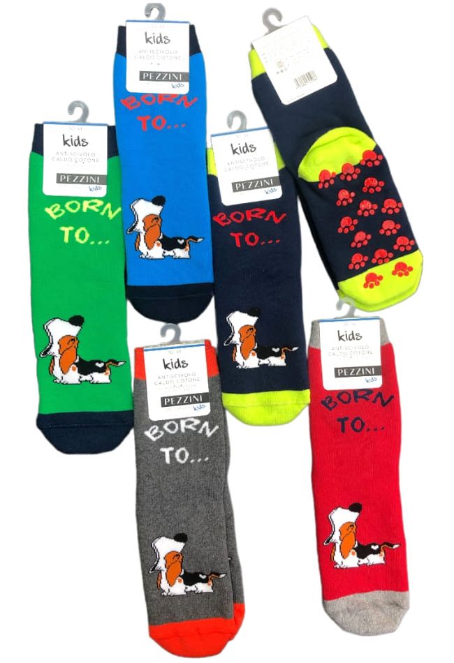 BOY COMBED COTTON ABS SOCKS WITH DOG PATTERN