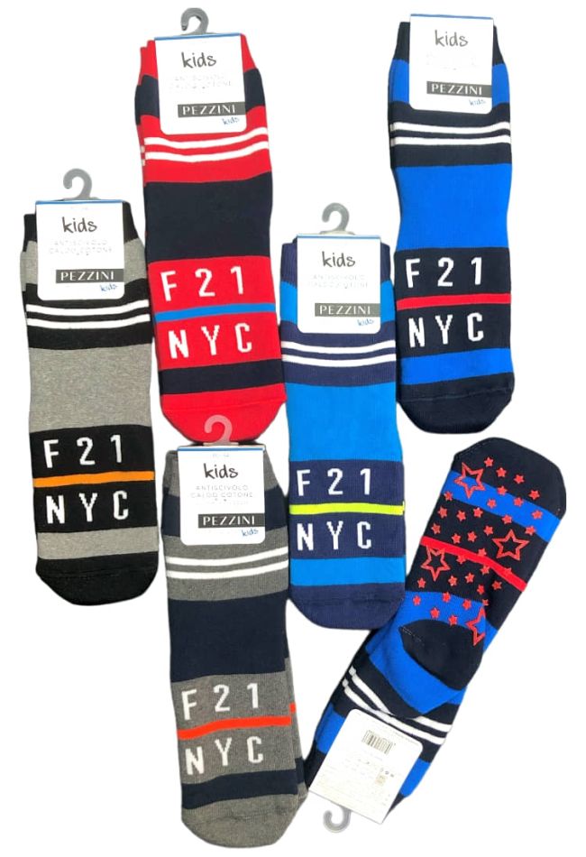 BOY COMBED COTTON ABS SOCKS WITH STRIPY F21 NYC PATTERN
