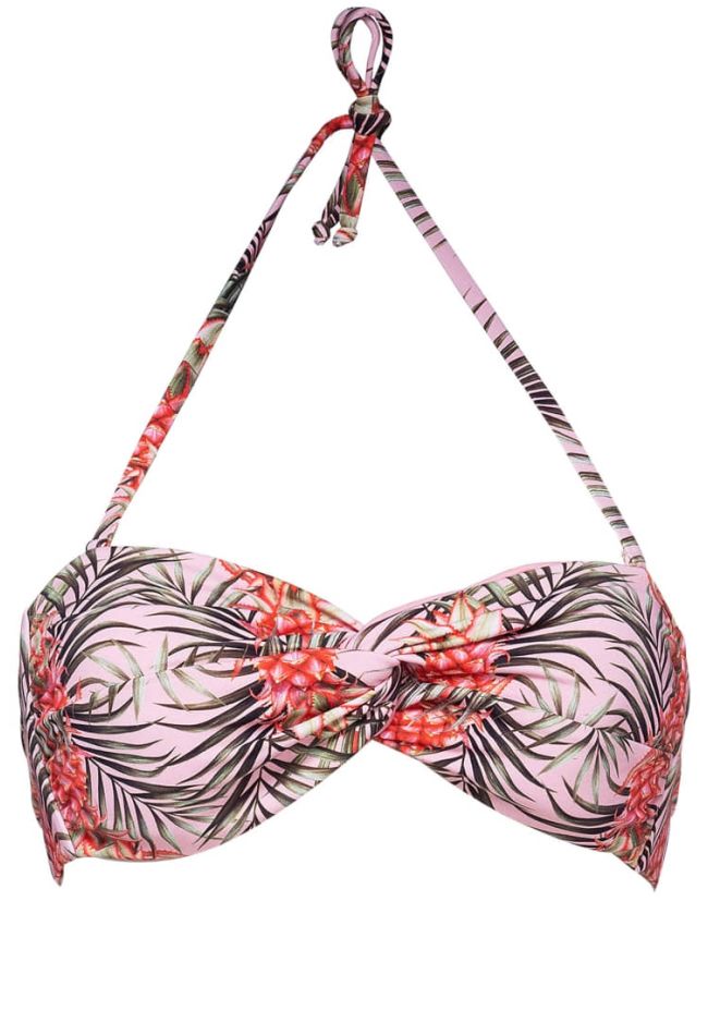 TROPICAL GIRL WOMΑΝ BIKINI TOP STRAPLESS WITH TROPICAL PRINT REMOVABLE PADS AND STRAPS NO CLASP BACK TIE