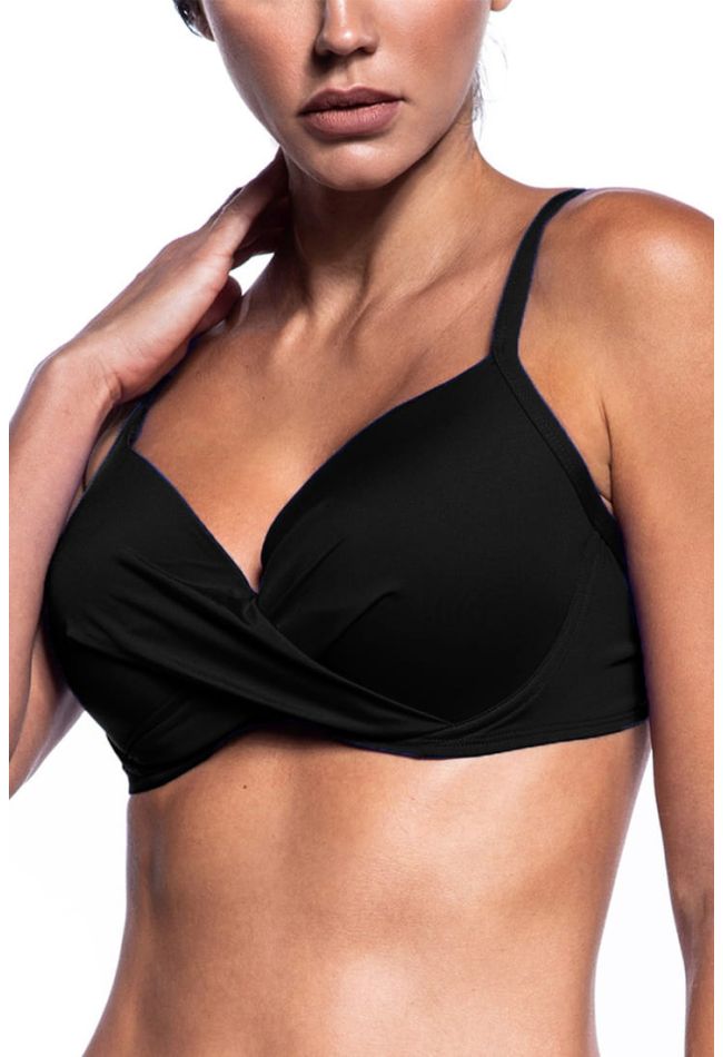 SOLIDS WOMAN BIKINI TOP CUP E PLAIN WIRED FRONT TWISTED