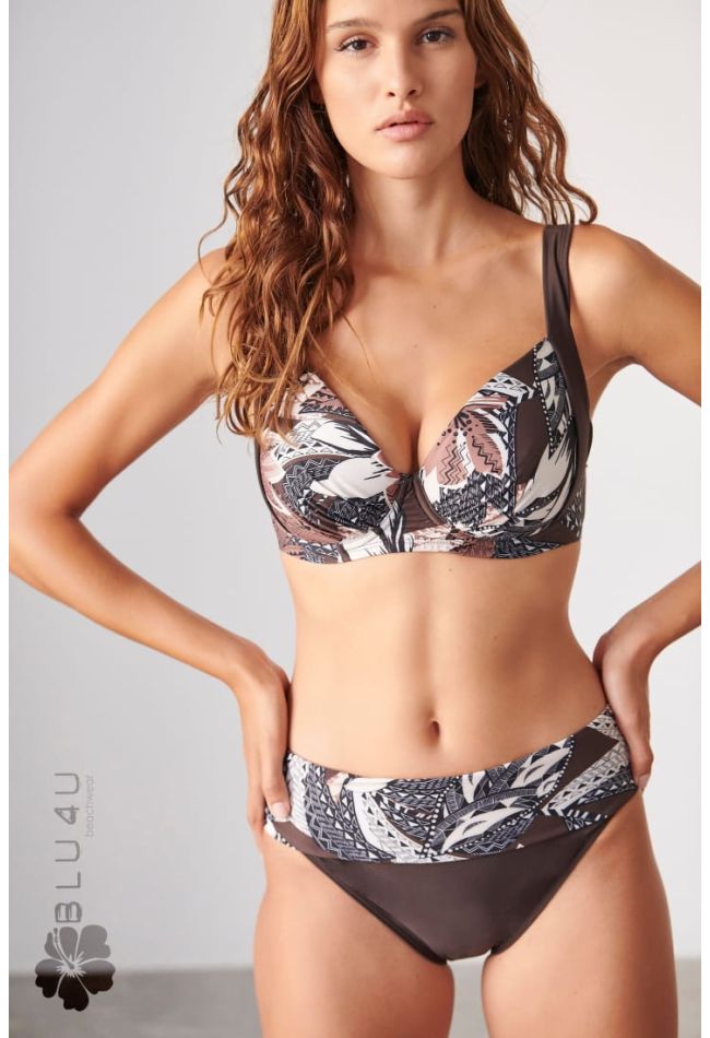 SUNREAL WOMΑΝ SWIMSUIT BIKINI SET CUP D WITH FLORAL PRINT UNPADDED WIRED