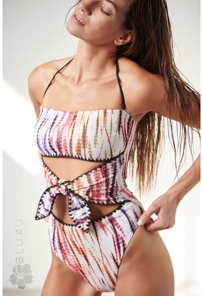 SUN BLAST WOMAN ONEPIECE SWIMSUIT STRAPLESS PRINTED WITH REMOVABLE NECK STRAP WIRELESS