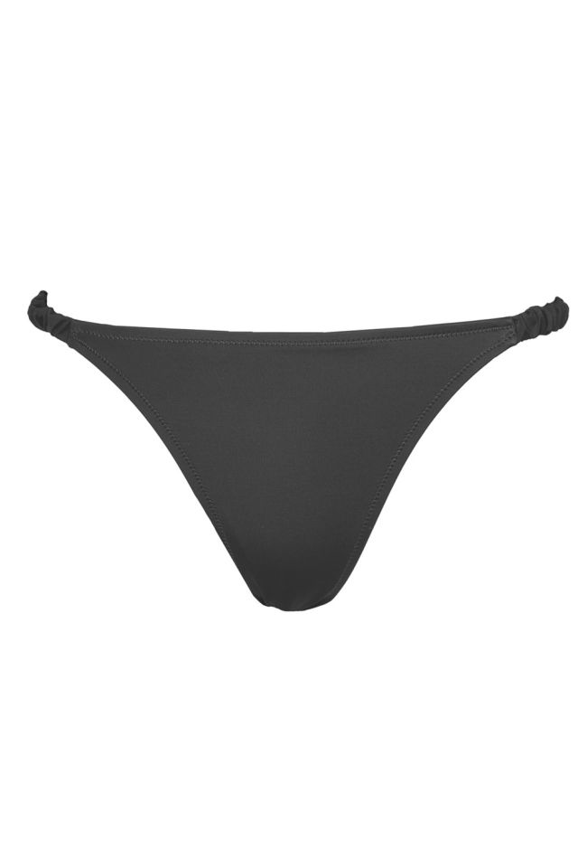 SOLIDS WOMAN BIKINI BOTTOM BRAZIL PLAIN PARTIAL BACK COVERAGE WITH SLIM FRILLED SIDE BAND