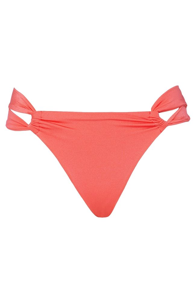 FASHION SOLIDS WOMAN BIKINI BOTTOM SHINY WITH SIDE OPENINGS AND MODERATE BACK COVERAGE
