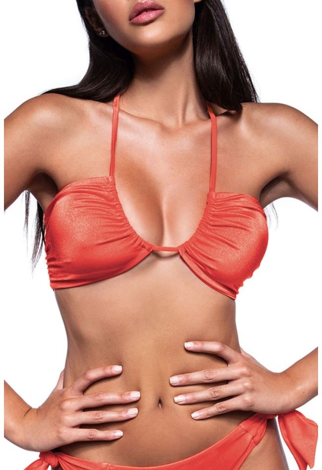 SOLIDS WOMAN BIKINI TOP PLAIN SHINY STRAPLESS OR  BEVERLY HILLS UNWIRED WITH REMOVABLE PADS