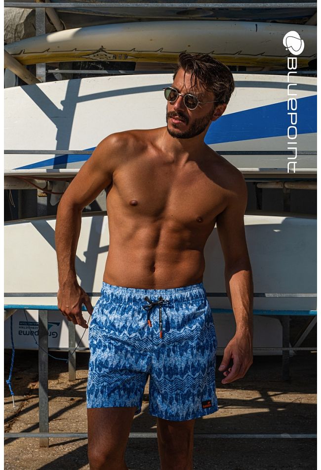MAN SWIMWEAR SHORTS PRINTED WITH POCKETS AND WAIST CORD-JEANIUS