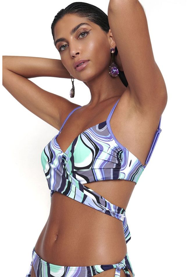 WOMAN BIKINI TOP PRINTED WIRED PADDED AND STRAPS NO CLASP BACK TIE-STYLE ME UP