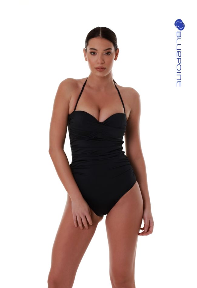 WOMAN ONEPIECE SWIMSUIT STRAPLESS CUP D WIRED MOLDED WITH REMOVABLE NECK-TIE STRAPS AND SILICONE SUPPORT-SOLIDS