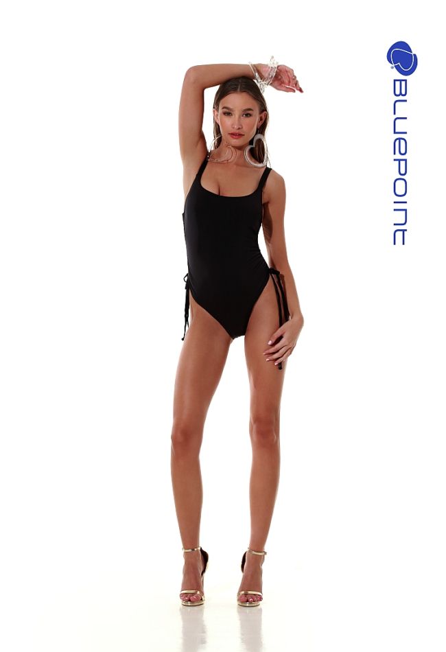 WOMAN ONEPIECE SWIMSUIT TWISTED TIE-SIDE OPEN BACK WITH CLASP-TIE AND REMOVABLE PADS-SOLIDS