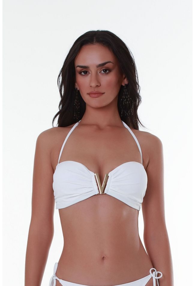 WOMAN BIKINI TOP STRAPLESS PUSH-UP PLAIN PADDED WITH REMOVABLE STRAPS AND TIE-BACK-SOLIDS