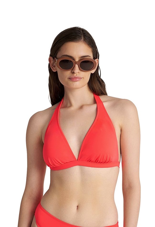 WOMAN BIKINI TOP TRIANGLE CUP D WITH REMOVABLE PADS WIRELESS-SOLIDS