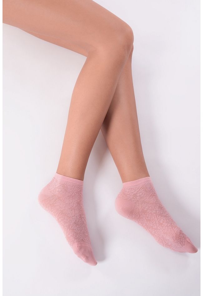 WOMAN MERCERIZED COTTON FASHION SOCKS WITH FLORAL PATTERN