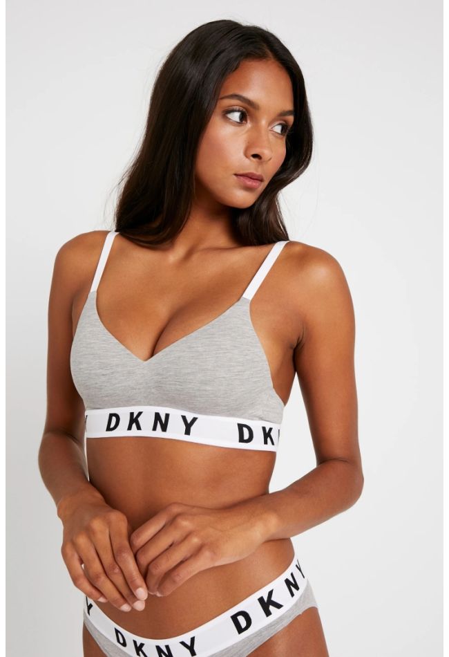 DKNY WOMAN COTTON WIREFREE PUSH UP BRA PADDED WITH UNDERBUST WIDE BAND WITH DKNY KNIT LOGO - COZY BOYFRIEND
