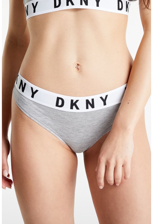 DKNY WOMAN COTTON MODAL THONG WITH EXTERNAL WAISTBAND AND DKNY LOGO - COSY BOYFRIEND